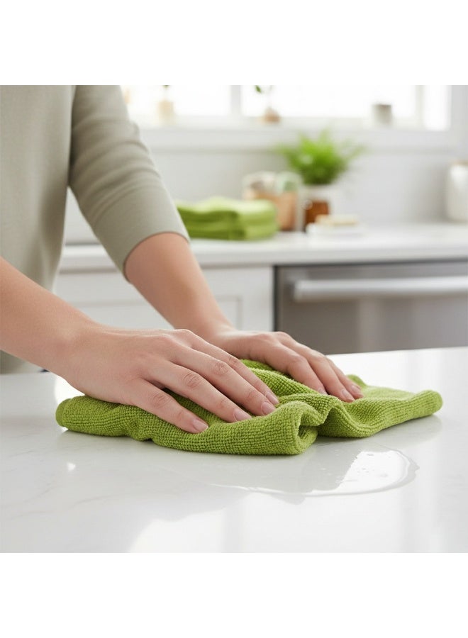 IDEAL PACK Premium Microfiber Towels for Cleaning – Ultra Soft, Lint-Free, Highly Absorbent Cloths for Cars, Kitchen, Windows, Glass, Electronics & Household Use Washable & Reusable Pack (Parrot Green) - Image 4